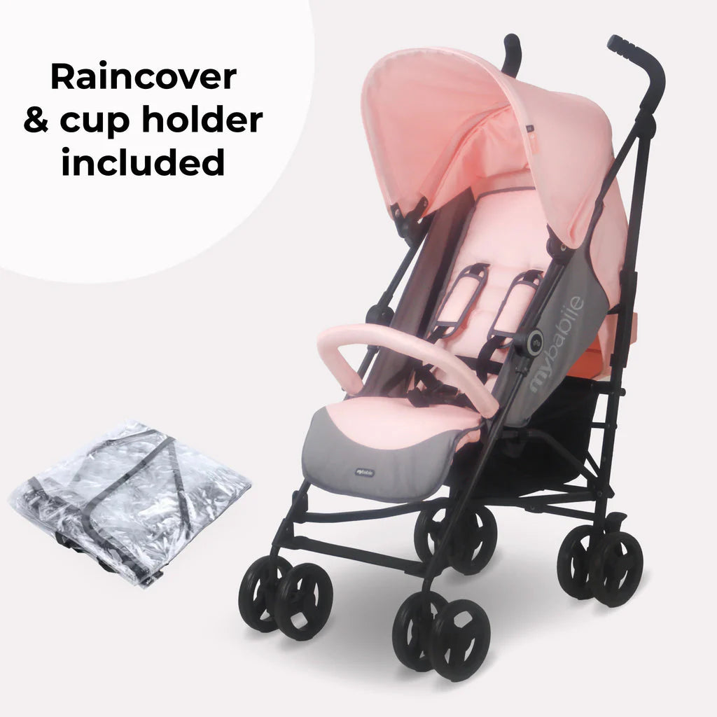 My Babiie MB02 Lightweight Stroller - Pink and Grey