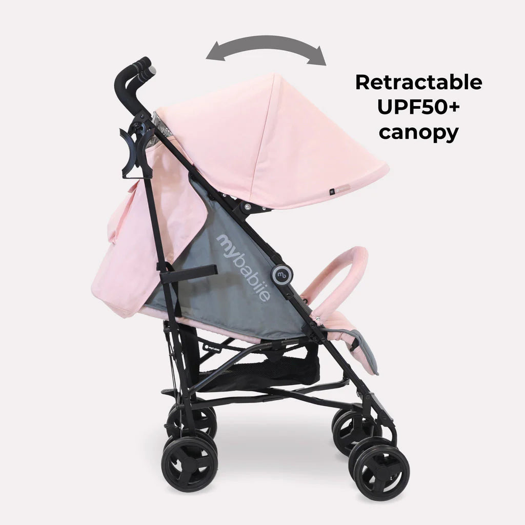 My Babiie MB02 Lightweight Stroller - Pink and Grey