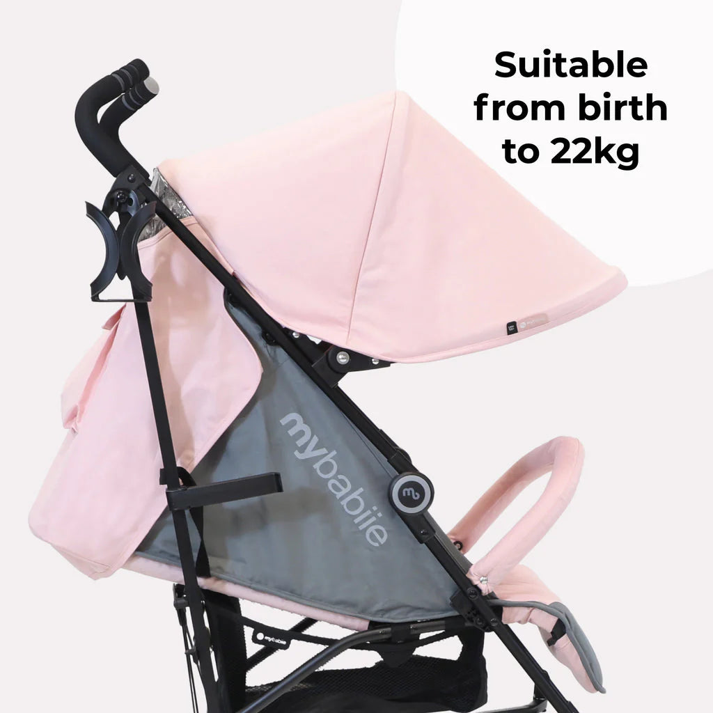 My Babiie MB02 Lightweight Stroller - Pink and Grey