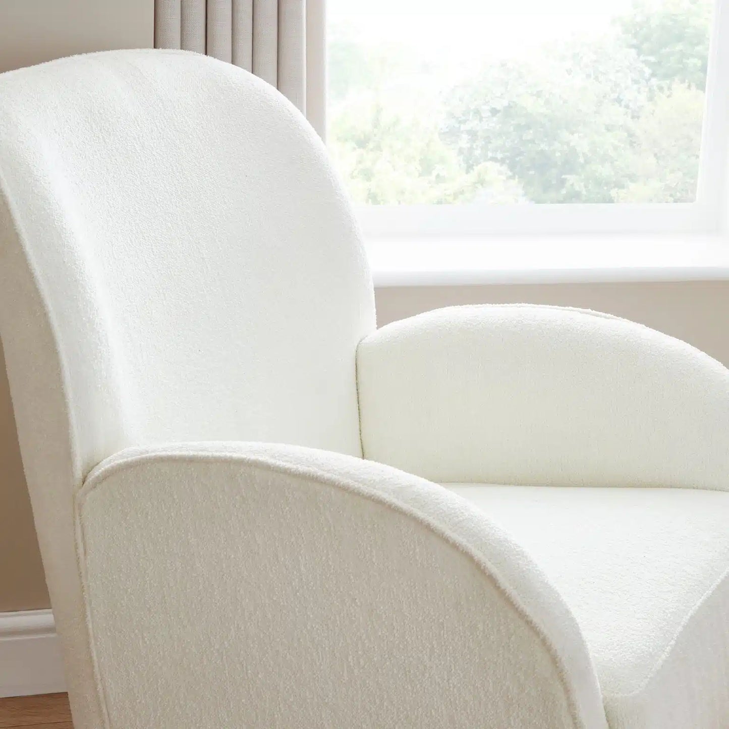 Babymore Freya Nursing Chair with Footstool – Off White Bouclé