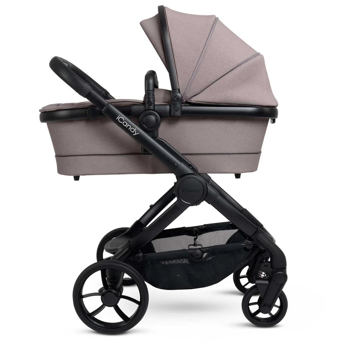 iCandy Peach 7 Pushchair & Accessories with Cybex Cloud T Baby Car Seat and Base T Bundle, Biscotti/Deep Black