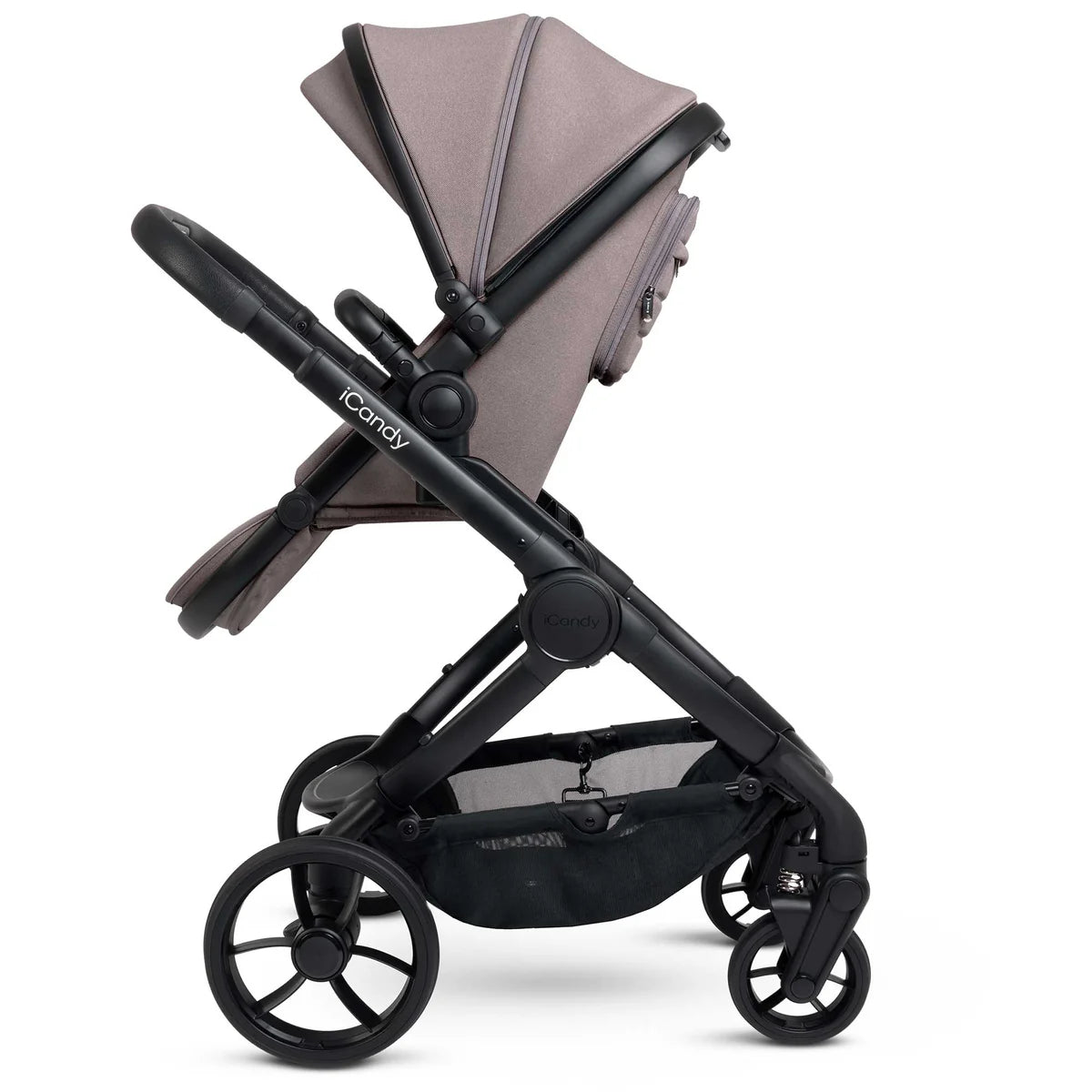 iCandy Peach 7 Pushchair & Accessories with Cybex Cloud T Baby Car Seat and Base T Bundle, Biscotti/Deep Black