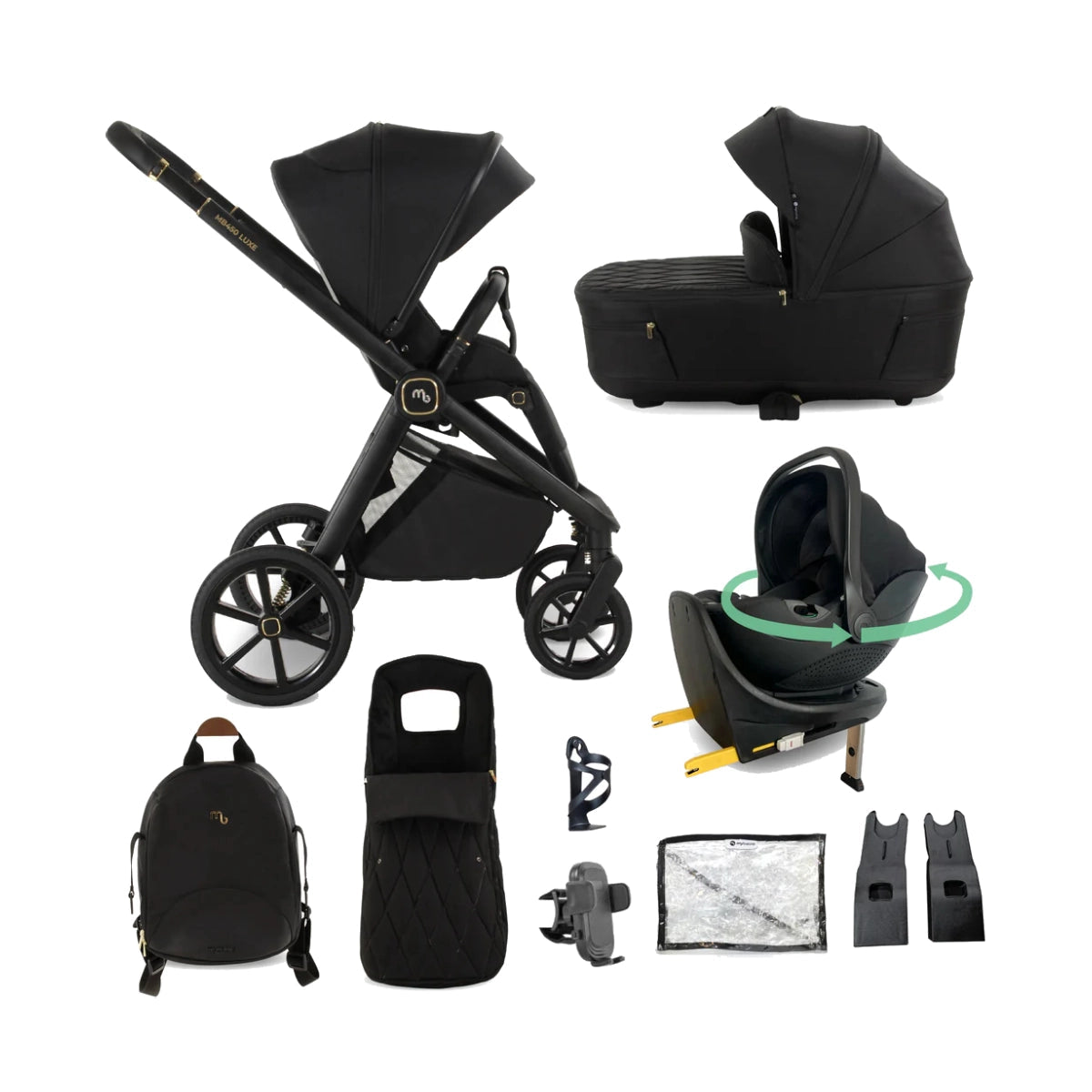 The Baby Luxe Bundle My Babiie MB450 Luxe Travel System - Black Pre Order March Delivery