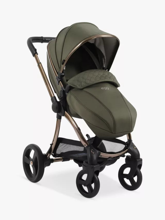 Egg 3 Pushchair, Carrycot & Accessories with Cybex Cloud T Car Seat and Base T Luxury Bundle, Hunter Green