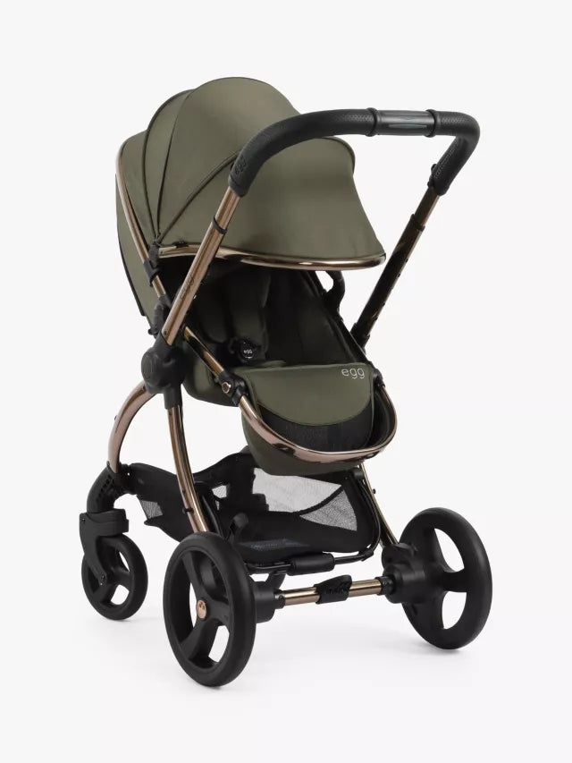 Egg 3 Pushchair, Carrycot & Accessories with Cybex Cloud T Car Seat and Base T Luxury Bundle, Hunter Green