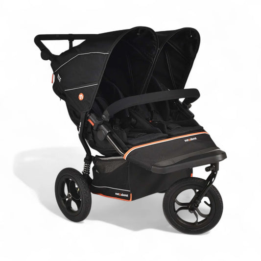 Out'n'About Nipper V6 Double Pushchair, Summit Black Pre Order September Delivery