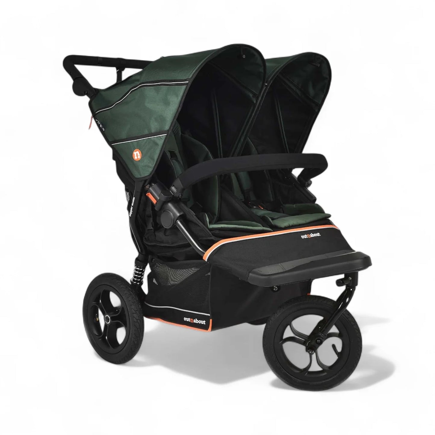 Out'n'About Nipper V6 Double Pushchair, Sycamore Green Pre Order September Delivery