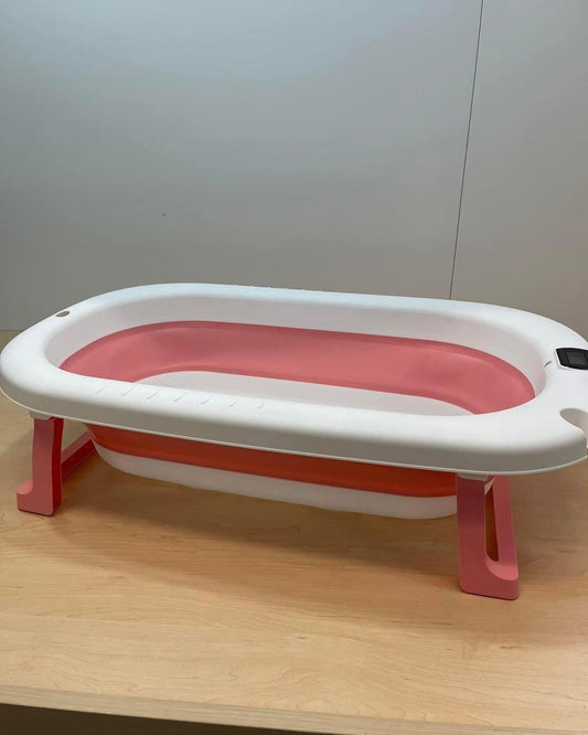 Folding Bath With Built In Thermometer Pink