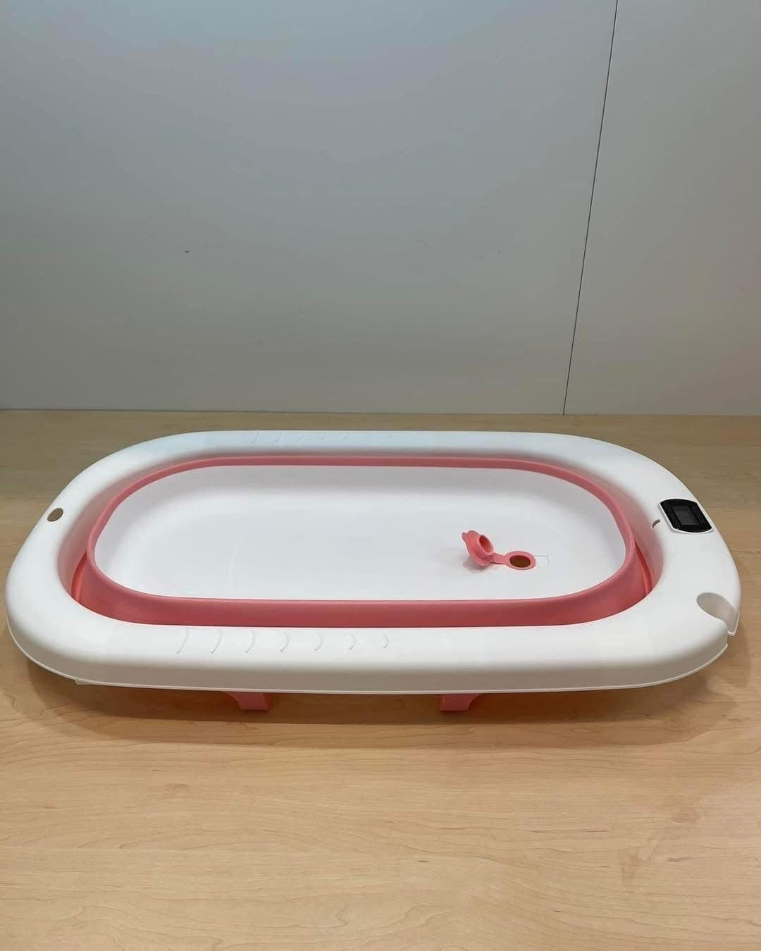 Folding Bath With Built In Thermometer Pink