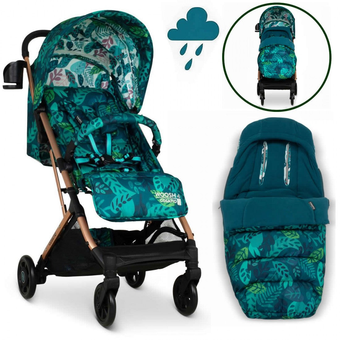 Cosatto Woosh 4 Stroller Midnight Jungle FREE footmuff