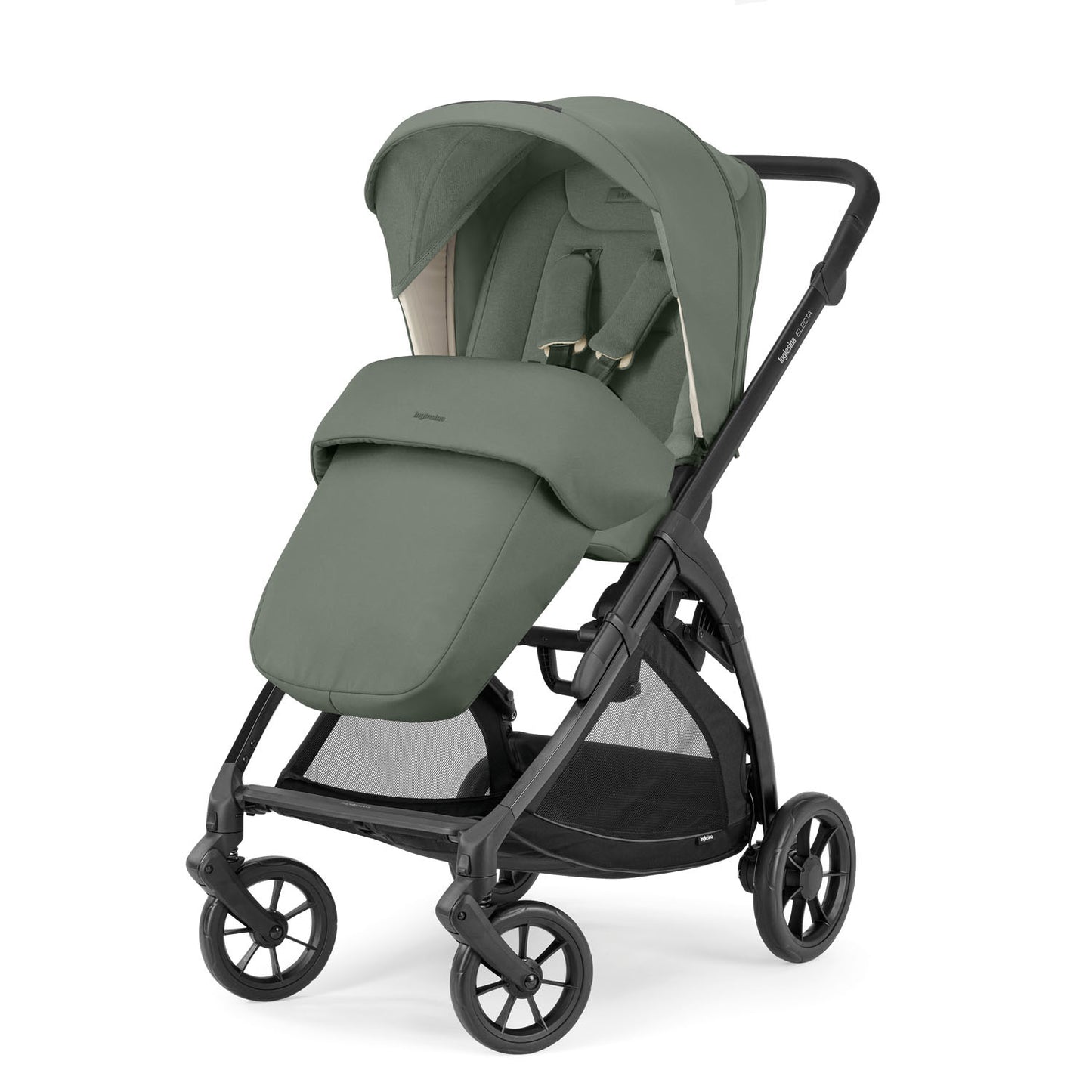 Inglesina Electa System Quattro color Murray Green, Chasis, car seat Darwin Infant Recline and 360° i-Size base