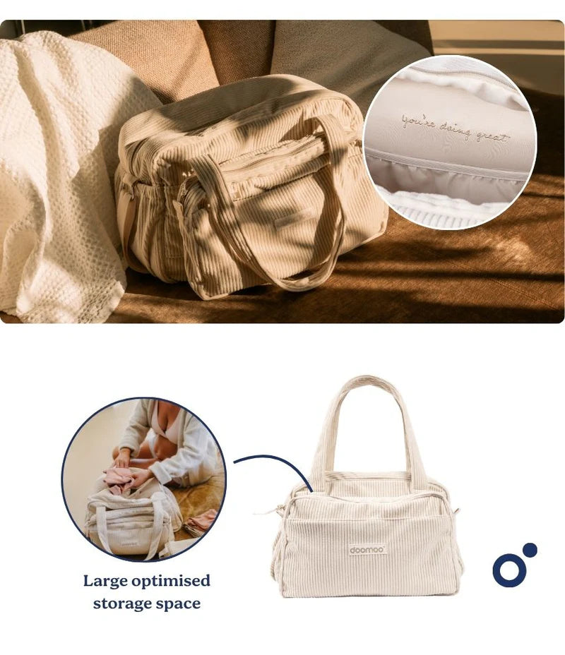 Doomoo CORDUROY SOFT CHANGING BAG FLUFFY Hospital Bag Sand