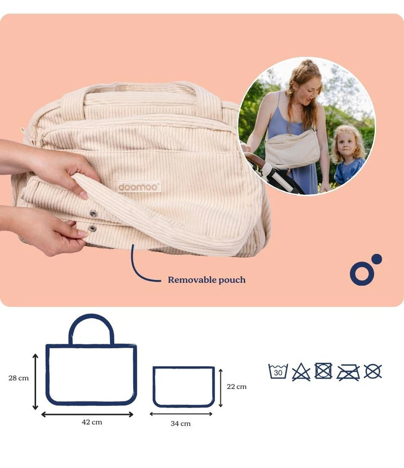 Doomoo CORDUROY SOFT CHANGING BAG FLUFFY Hospital Bag Sand