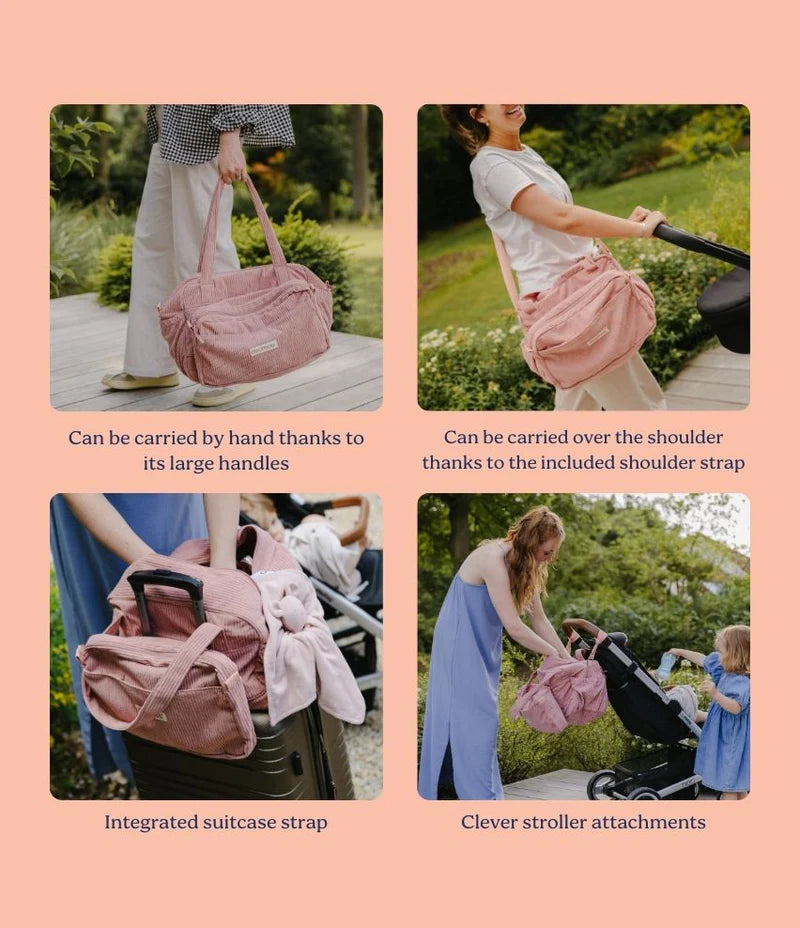 Doomoo CORDUROY SOFT CHANGING BAG FLUFFY Hospital Bag Pink