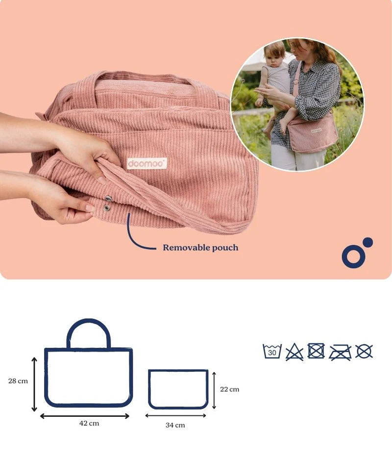 Doomoo CORDUROY SOFT CHANGING BAG FLUFFY Hospital Bag Pink