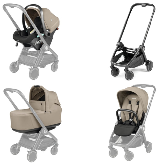 Peg Perego City Loop Chassis, Seat Unit, Carrycot & Primo Viaggio Car Seat Bundle - Vanilla Blend
