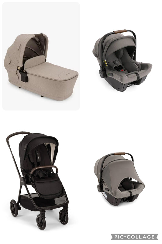 TRIV next Pushchair, LYTL Carrycot and PIPA Urbn Car Seat Travel Bundle Liberty/Caviar