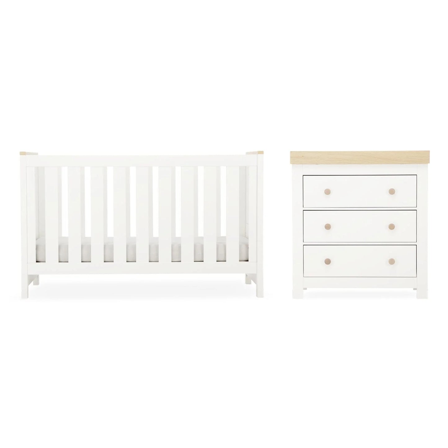 CuddleCo Luna 2 Piece Nursery Furniture Set - White & Oak