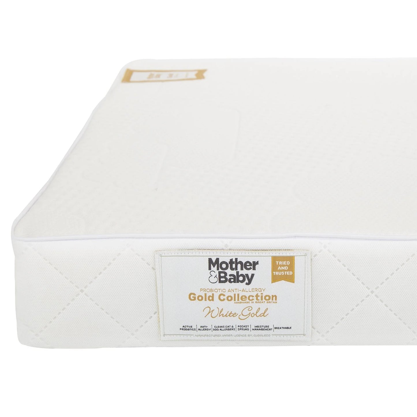 Mother&Baby White Gold Anti-Allergy Pocket Sprung Cot bed Mattress 140 x 70cm