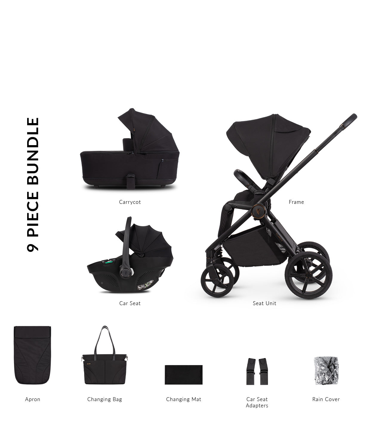 Venicci Claro 2 9 Piece Comfort Bundle Noir Black Tiago