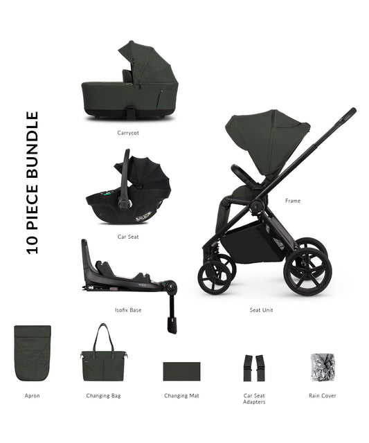 Venicci Claro 2 10 Piece Luxury Bundle Forest Black Tiago