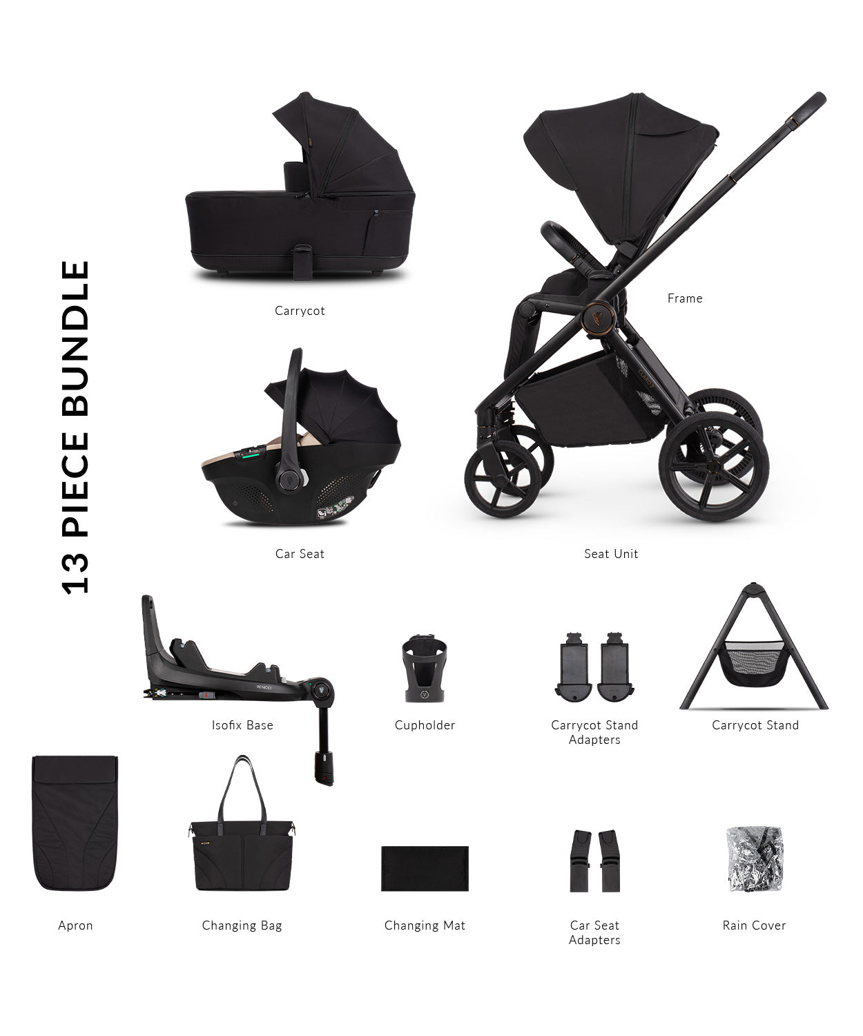 Venicci Claro 2 13 Piece Ultimate Bundle Noir Beige  Tiago