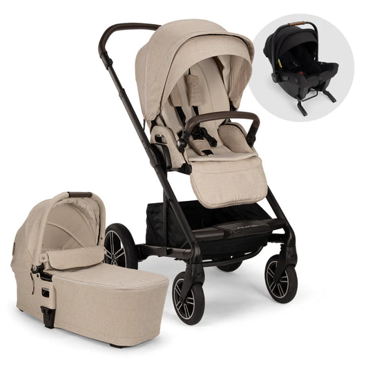 Nuna MIXX NEXT Pushchair, Carrycot & Pipa URBN Travel System Biscotti