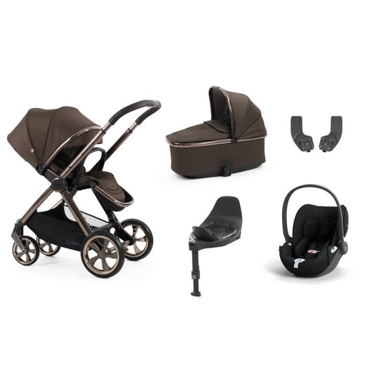 BabyStyle Oyster4 Pushchair Essential 5 Piece Bundle with Cybex Cloud T i-Size Car Seat and Base - Chocolate Velvet
