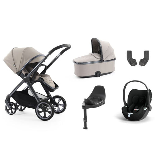 BabyStyle Oyster4 Pushchair Essential 5 Piece Bundle with Cybex Cloud T i-Size Car Seat and Base - Stone