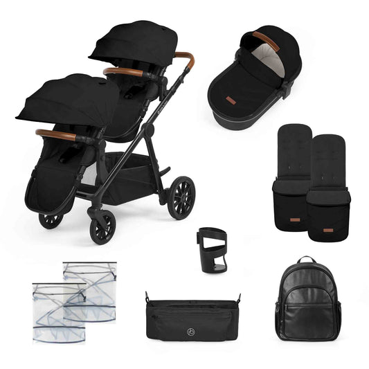 Ickle Bubba VIRGO 2 IN 1 SINGLE TO DOUBLE PUSHCHAIR Black