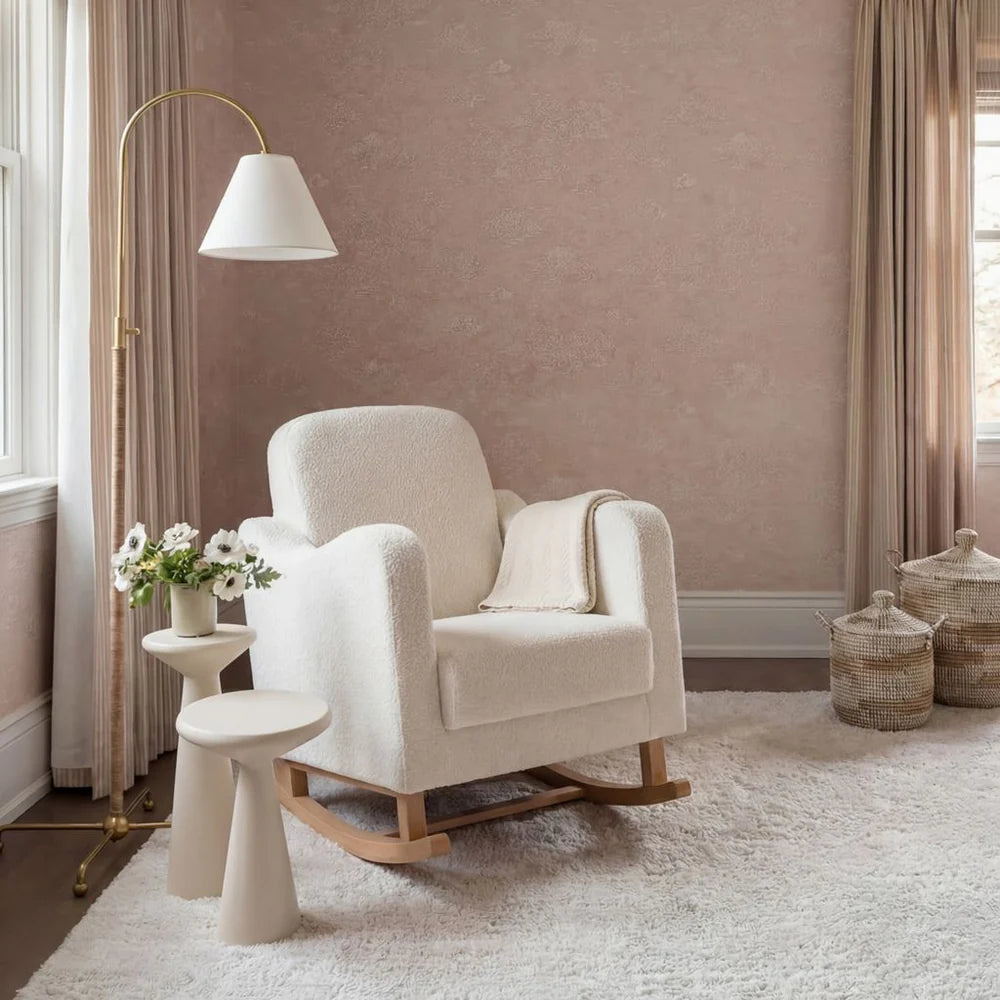 Bebe & Beyond Soother Nursing Chair + Stool – Boucle Collection Off White