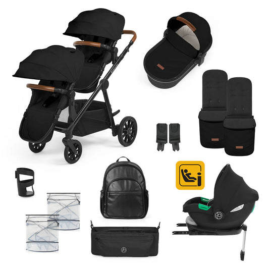 Ickle Bubba VIRGO ALL-IN-ONE SINGLE TO DOUBLE I-SIZE TRAVEL SYSTEM WITH ISOFIX BASE Black