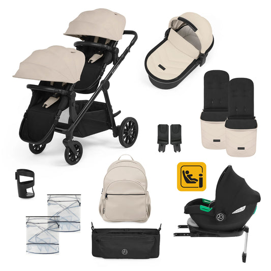 Ickle Bubba VIRGO ALL-IN-ONE SINGLE TO DOUBLE I-SIZE TRAVEL SYSTEM WITH ISOFIX BASE Stone