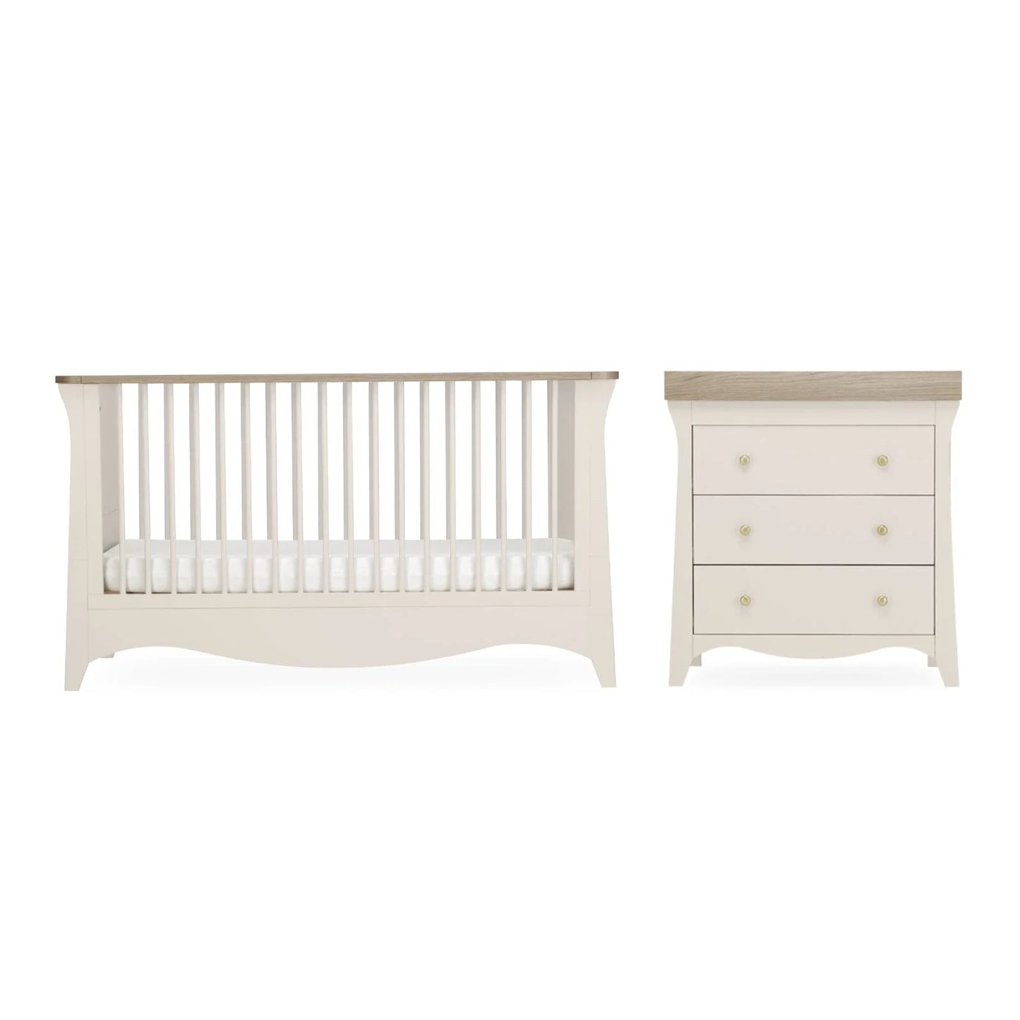 Cuddle Co Clara 3 Piece Nursery Furniture Set (Cot Bed, Wardrobe & Dresser) - Cashmere