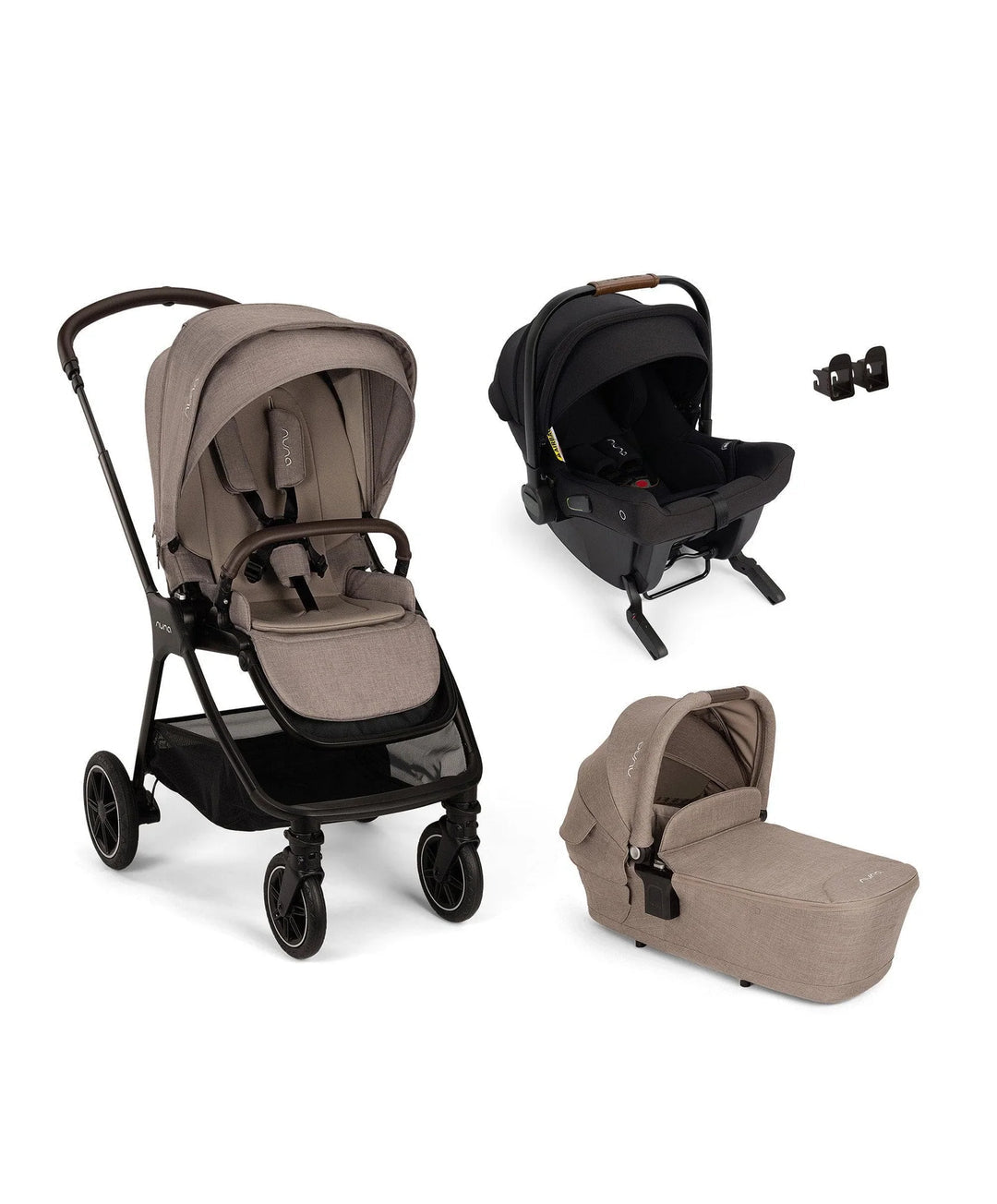 TRIV next Pushchair, LYTL Carrycot and PIPA Urbn Car Seat Travel Bundle Cedar