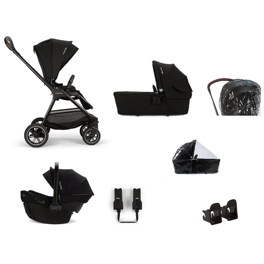 TRIV next Pushchair, LYTL Carrycot and PIPA Urbn Car Seat Travel Bundle Caviar