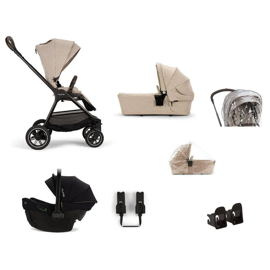 TRIV next Pushchair, LYTL Carrycot and PIPA Urbn Car Seat Travel Bundle Biscotti