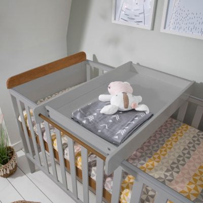 Tutti Bambini Rio Cot Bed with Cot Top Changer & Mattress Honey Oak & Dove Grey
