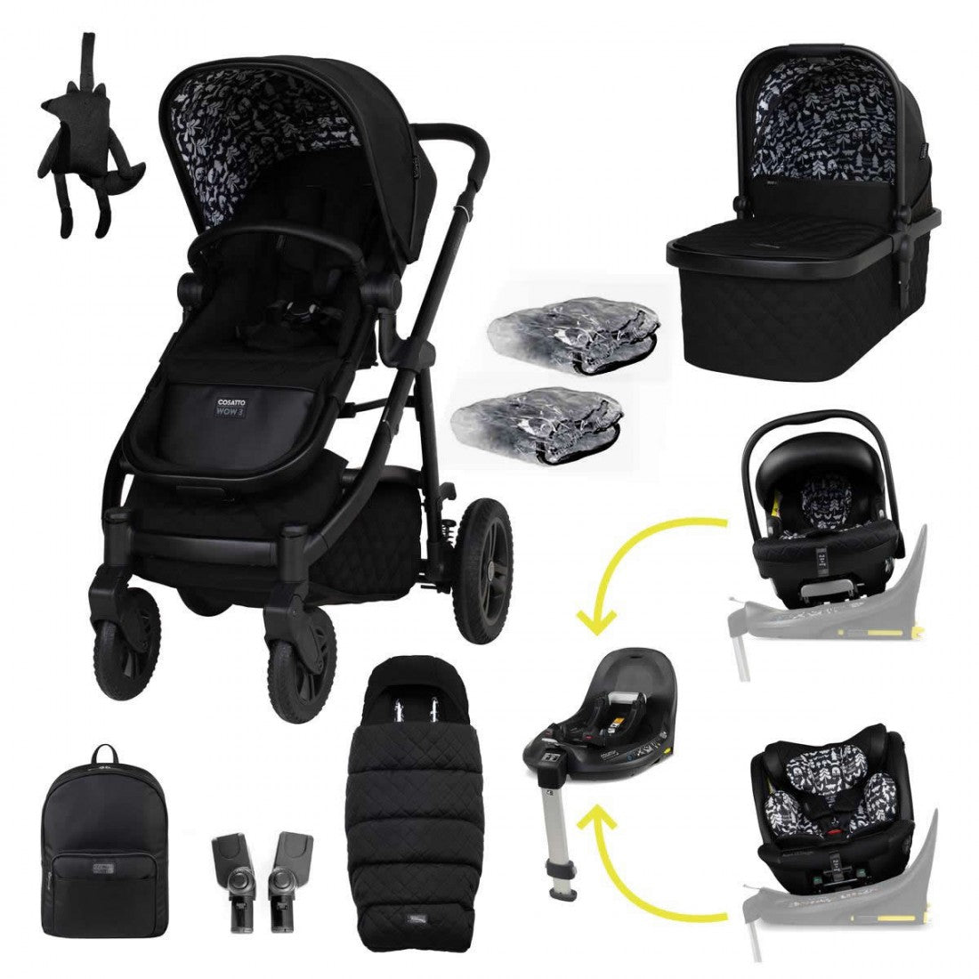 Cosatto Wow 3 Rotating All Stage Family Bundle, Silhouette