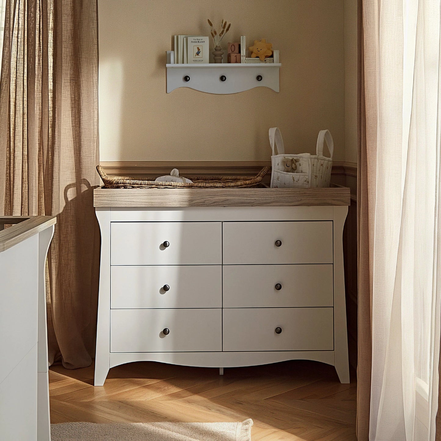 Cuddle Co Clara 6 Drawer Dresser - White & Ash