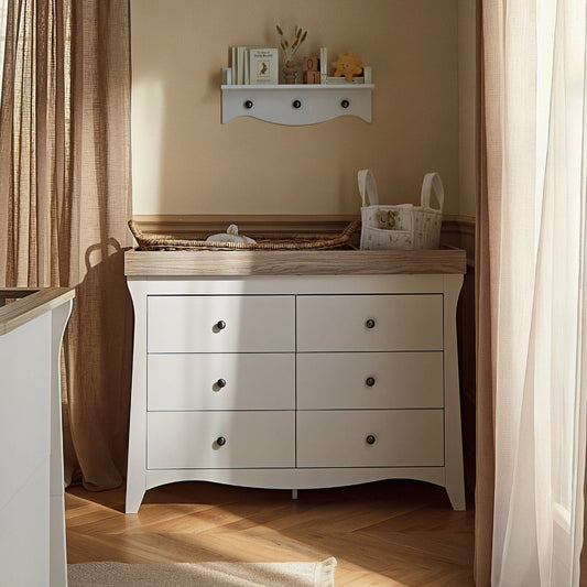 Cuddle Co Clara 6 Drawer Dresser - White & Ash