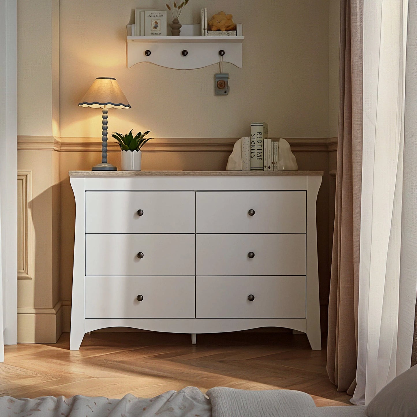 Cuddle Co Clara 6 Drawer Dresser - White & Ash