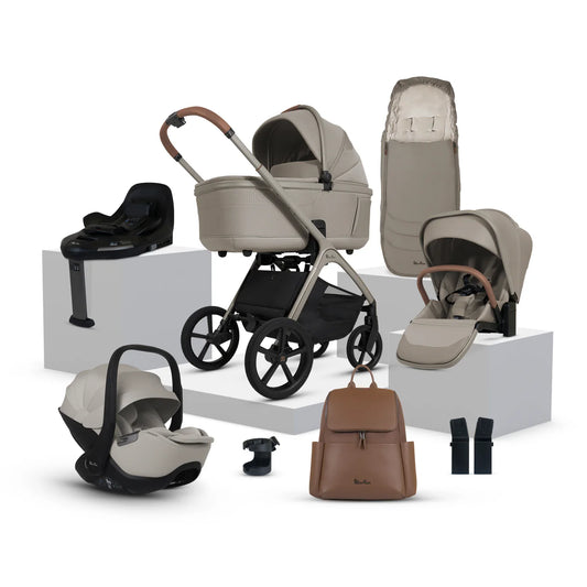 Silver Cross Cove Champagne Travel System Ultimate 360 Infant Carrier Bundle (10 piece)