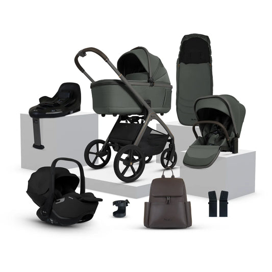Silver Cross Cove Pewter Travel System Ultimate 360 Infant Carrier Bundle (10 piece)