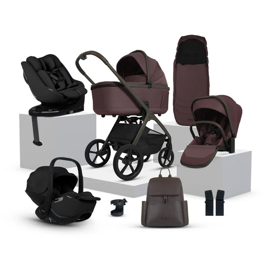 Silver Cross Cove Damson Travel System Ultimate 360 Family Car Seat Bundle (11 piece)