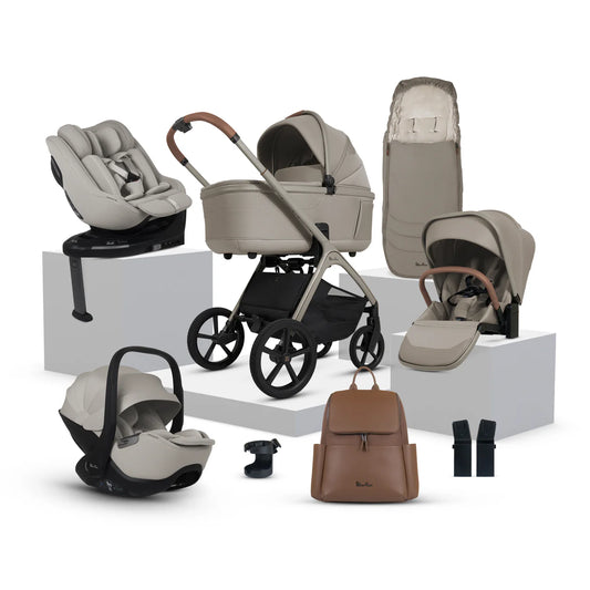 Silver Cross Cove Champagne Travel System Ultimate 360 Family Car Seat Bundle (11 piece)
