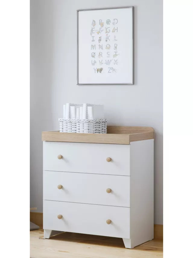 Little Acorns Classic Two-Tone Changing Table Dresser White Oak