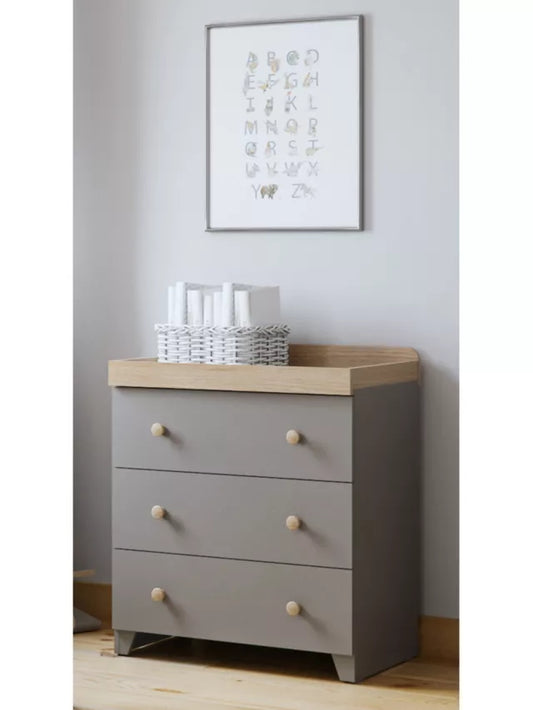 Little Acorns Classic Two-Tone Changing Table Dresser Grey Oak