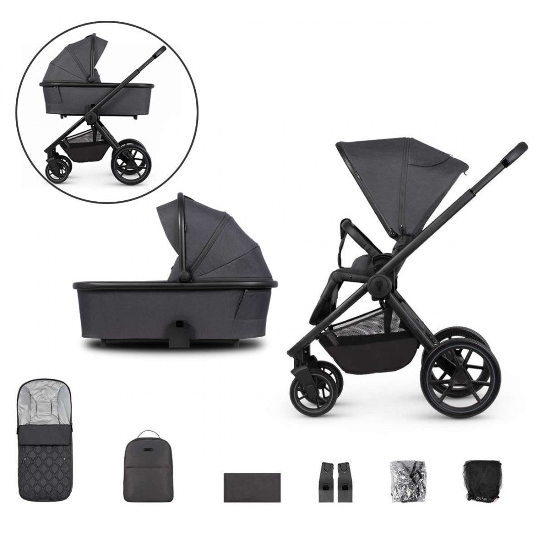 Venicci Tinum Edge 2-in-1 Travel System Bundle - Charcoal