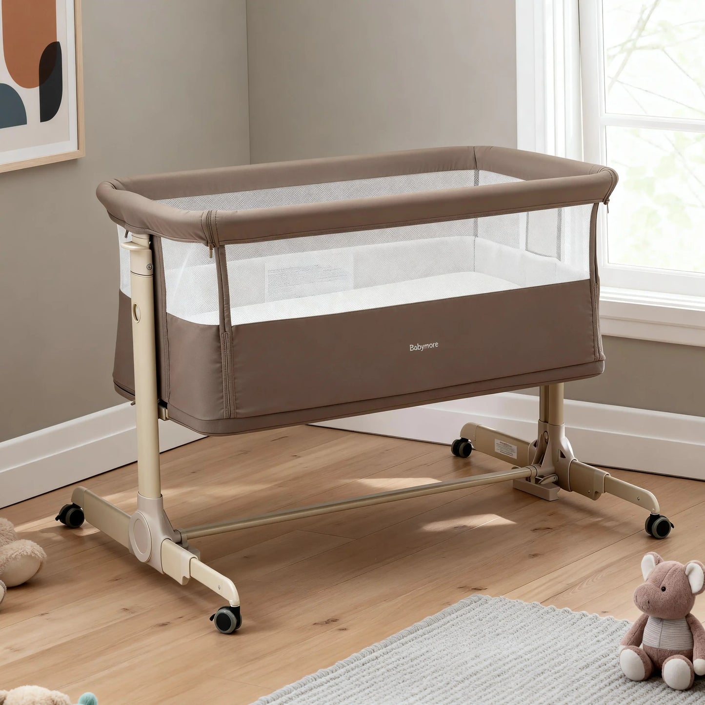 Babymore Neera Bedside Crib – Mocha * JUNE OFFER